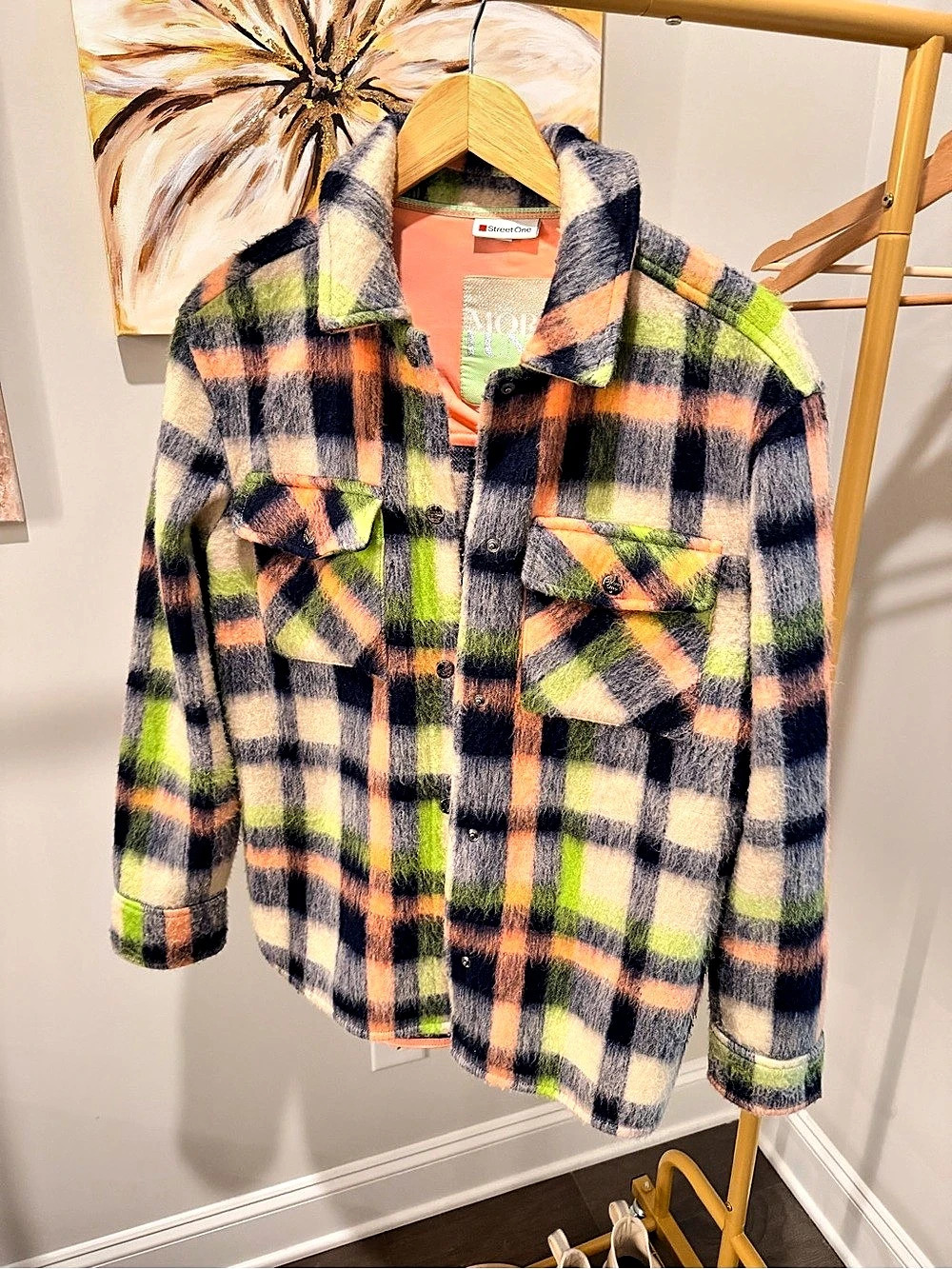 Street One More & More Plaid Jacket in Blue & Green Like New